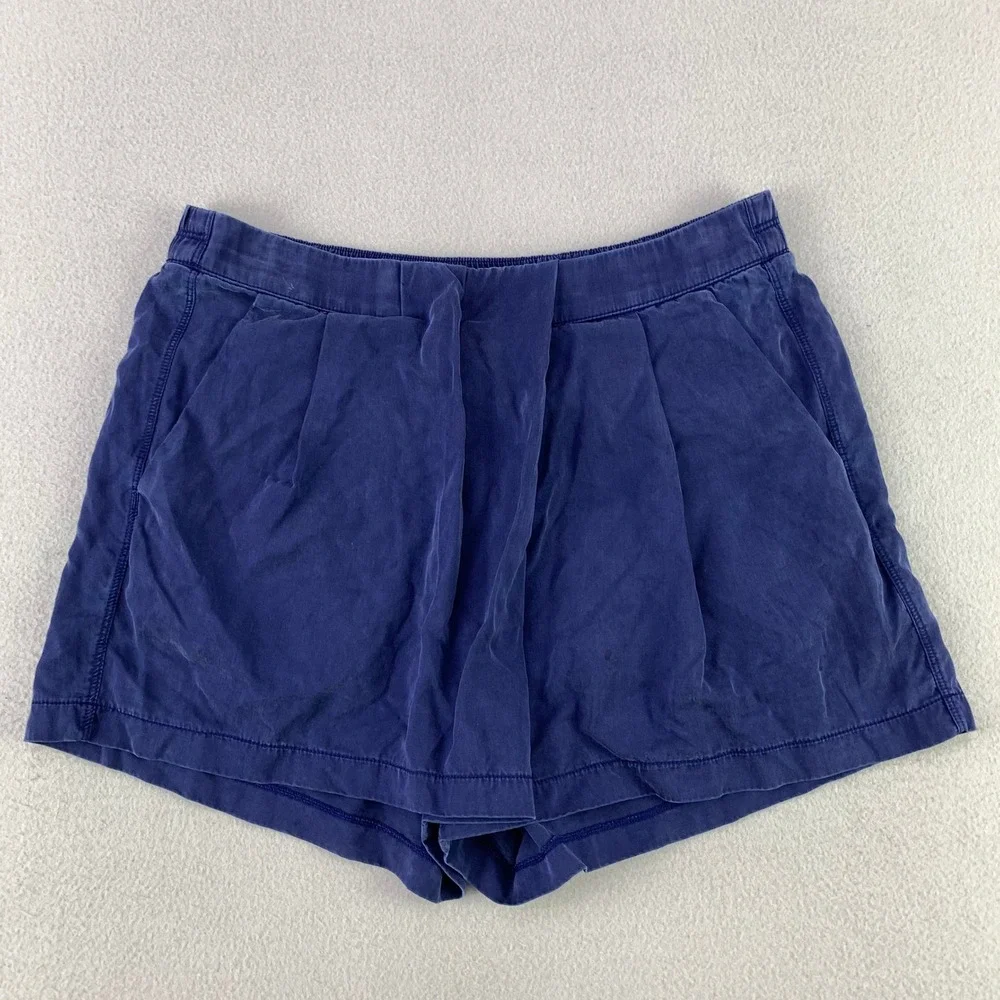 lululemon Go Keepsake Shorts Womens 6 Navy Blue Tencel Pleated Lounge Preppy